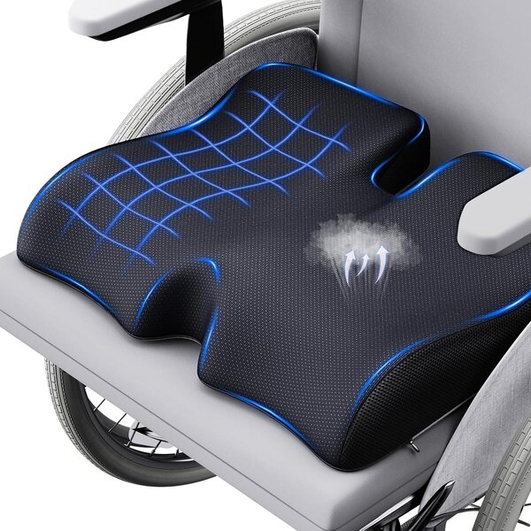 Cuscino per seduta, supporto per il coccige, in memory foam ergonomico, per sedia da ufficio, colore nero
