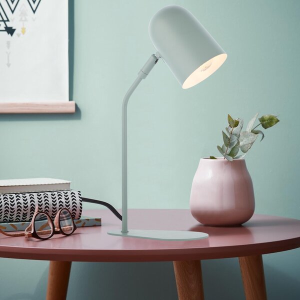 Lampada da tavolo, altezza 38 cm, E14, testa orientabile, metallo, verde opaco