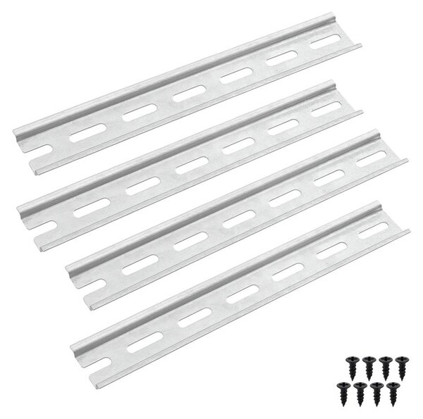 Set di 4 guide DIN in alluminio Offgridtec – 4x20 cm, larghezza 35 mm, altezza 7,5 mm, spessore 1,2 mm, quadro elettrico