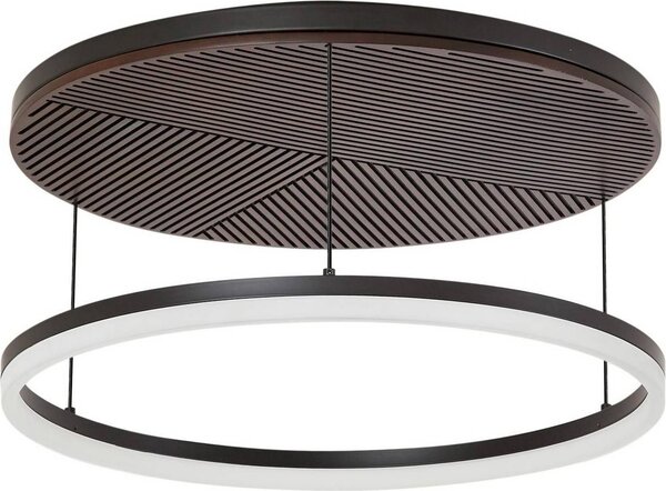 Lucande LED, lampada da soffitto Orven, nero/legno, Ø50cm, dimmerabile