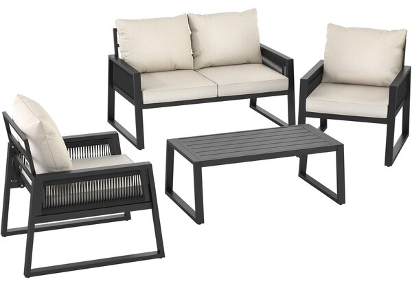 Set da giardino in alluminio Captive di tectake® con design Rope