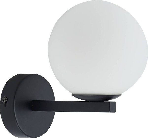 Lucande applique Bidolo, nero, vetro, Ø 12 cm, IP44