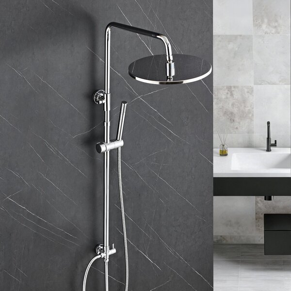 Sistema doccia JOHO in acciaio inossidabile senza rubinetteria, set doccia a pioggia cromato a risparmio idrico, asta doccia regolabile in altezza da 74 a 114 cm, soffione da 20 cm