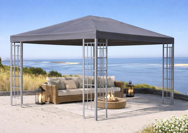 Rank Gazebo 3x4 m in metallo per giardino, tenda da festa antracite RAL 7012