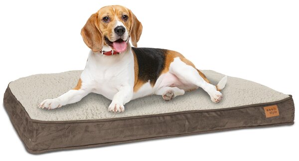 Cuccia per cani, cesta per cani, cuscino per cani, 82 x 58 cm, lavabile e antiscivolo, Happy Dreams, marrone, ib style®