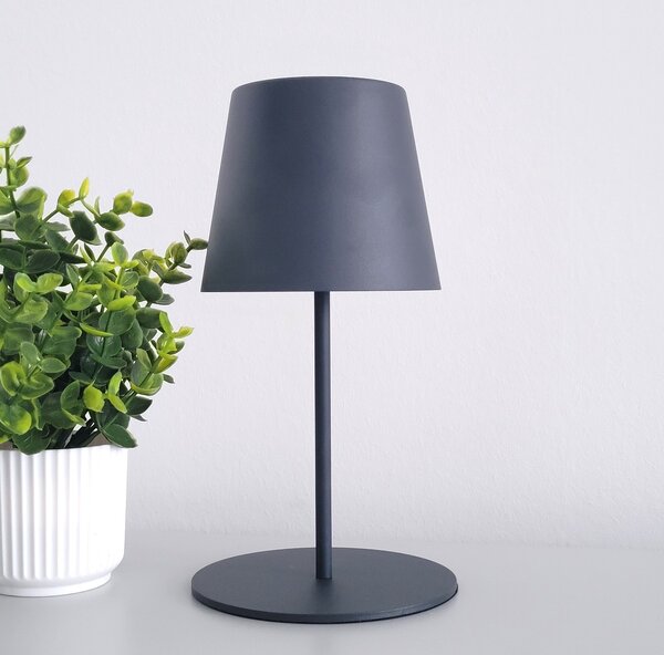 Lampada da tavolo IP44 a batteria antracite dimmerabile bianco caldo