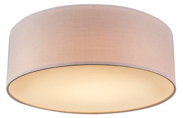 QAZQA - Lampada da soffitto moderna | Lampada da soffitto | Lampada | Lampada rosa 30 cm con LED incluso - Modello a tamburo con paralume LED | Soggiorno | Camera da letto - Tessuto rotondo - | LED