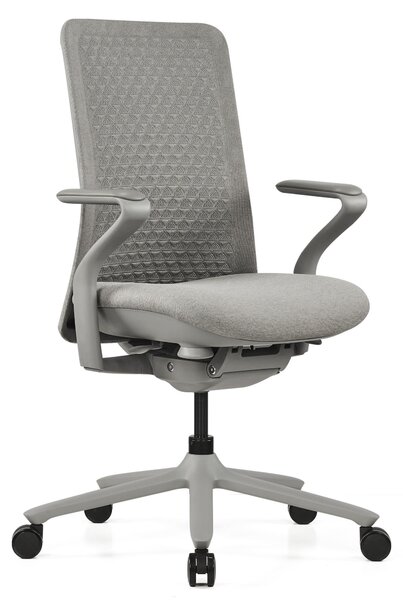 Hjh OFFICE Sedia da ufficio di alta gamma VERVIO Sedia da scrivania ergonomica con braccioli Tessuto / Tessuto a rete Grigio Sedia girevole per ufficio, casa