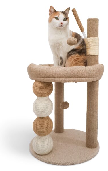 Tiragraffi beige per gatti, albero tiragraffi, torre tiragraffi, tiragraffi interattivi, mobili per gatti, gatti