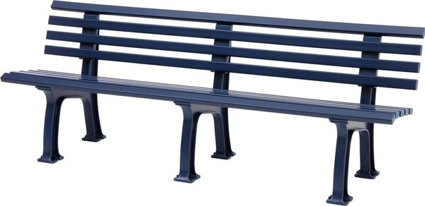 Panchina da giardino Antigua | 4 posti | Blu | HxLxP 74x200x54cm | Plastica resistente agli agenti atmosferici e ai raggi UV | Panchina da parco Panchina da esterno Balcone da giardino Terrazza