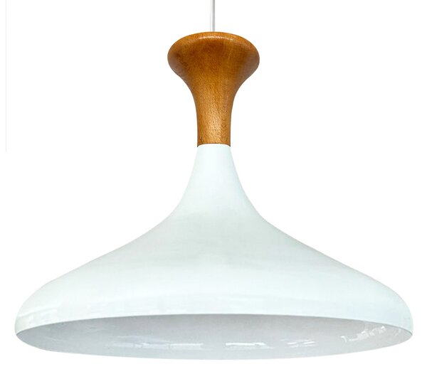 Lampada a sospensione Champion in legno, 35 cm Lampada a sospensione in metallo bianco