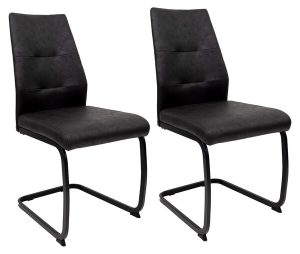 Sedie da pranzo moderne in pelle - sedie a sbalzo imbottite con robusta struttura in metallo - sedie girevoli di facile manutenzione con superficie traspirante,Colore:Nero;Quantità:2 pezzi