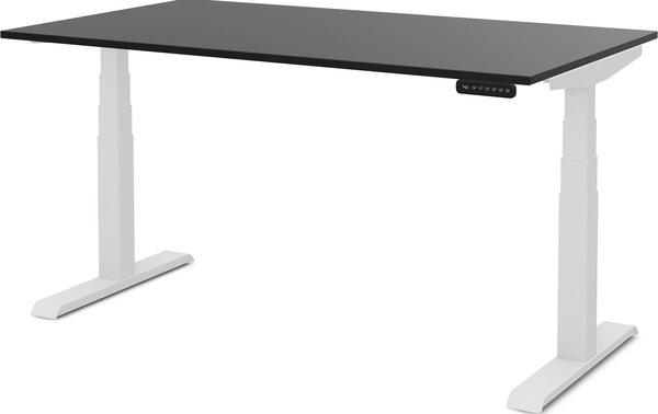 Scrivania per famiglie ASSMANN regolabile elettricamente in altezza Pitino bianco nero, 120x80cm, funzione memoria, motorizzazione a 2 ripiani