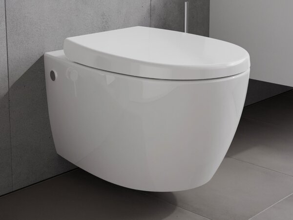 Set di WC sospesi Aqua Bagno, design senza bordo, in ceramica di alta qualità, incluso WC con chiusura soft