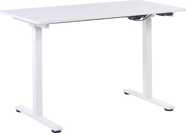 BELIANI Tavolo regolabile elettricamente Piano bianco Struttura in acciaio verniciato a polvere 120 x 60 cm Design moderno