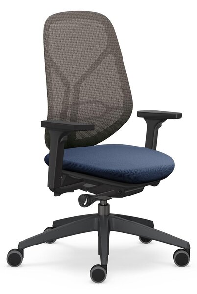 Sedus se:kit pro Sedia da ufficio con meccanismo sincronizzato, regolazione individuale del peso, supporto lombare e schienale rivestito in membrana blu scuro