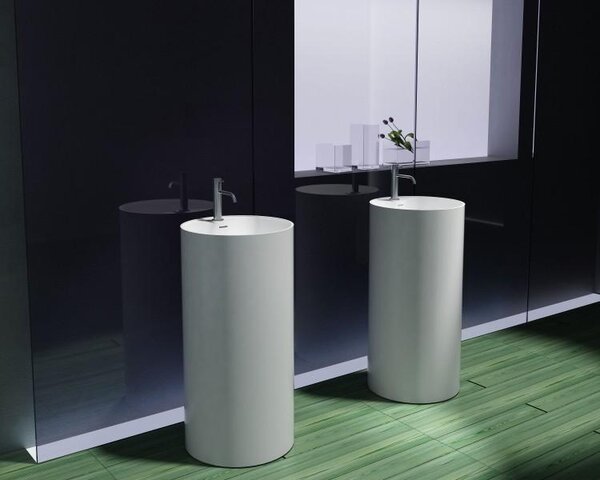 Lavabo freestanding PB2021 - Colata minerale - Bianco opaco - Ø 45 x 90 cm
