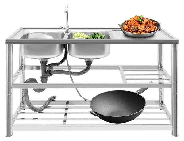 Lavabo a pavimento con rubinetto girevole a 360° - 2 vasche