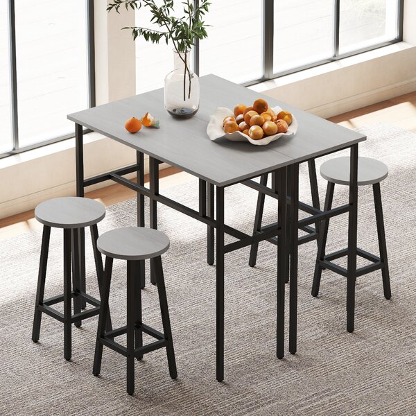 Set Di 2 Sgabelli Da Bar HOMCOM Stile Industriale, Grigio E Nero, Seduta Imbottita 4 Cm, Poggiapiedi, Carico 120 Kg