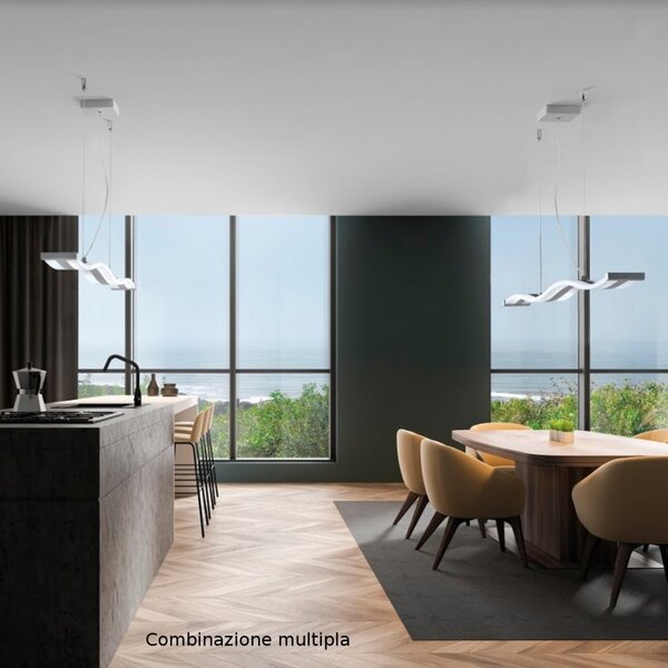 Lampadario moderno promoingross onda s120 dim led metallo metacrilato sospensione telecomando dimmerabile - Promoingross