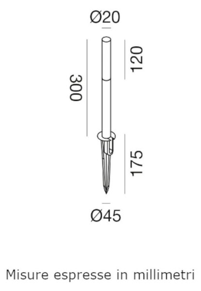 Lampioncino picchetto gea led ges2431c led ip65 h30 3000 alluminio metacrilato - Gea Led