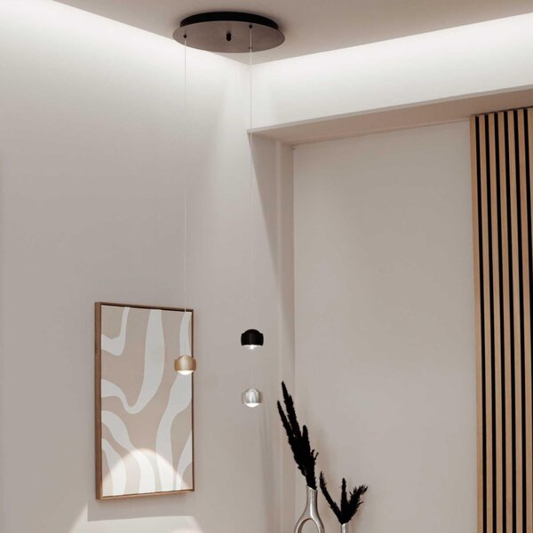 S.luce Beam LED lampada a sospensione a 3 o 5 luci baldacchino modulare a sospensione nero baldacchino modulare rotondo in nero rotondo, allungato a 3 luci