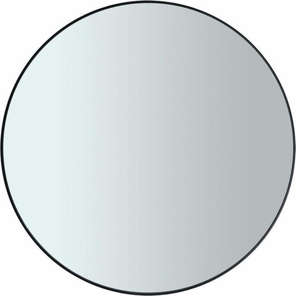 Blomus Wandspiegel Rim, Badezimmerspiegel, Dekospiegel, Stahl pulverbschichtet, farbiges Glas, Black, 80 cm, 66079