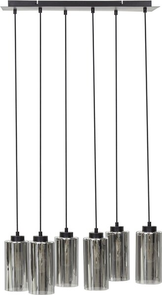 BELIANI Lampada a sospensione base in ferro grigio e nero paralume in vetro fumé 6 luci accessori per l'illuminazione