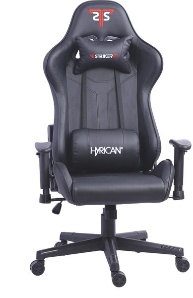 Sedia da gaming Hyrican Striker WZ603 Copilot, Pelle finta, braccioli 2D, telaio in acciaio, nero/nero