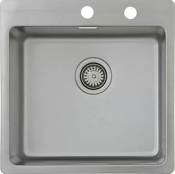 Lavabo da incasso Chicago, resistente alla corrosione e al calore, 50 x 50 cm, acciaio inox