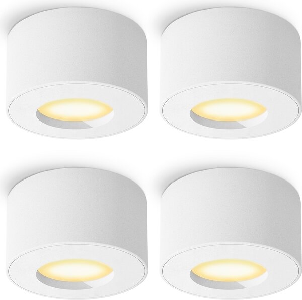 SSC-LUXon Set di 4 faretti da superficie CELI-1 IP44 con fourSTEP Dimmerabile senza dimmer LED 230V - Spot bianco 4W bianco caldo angolo di emissione stretto