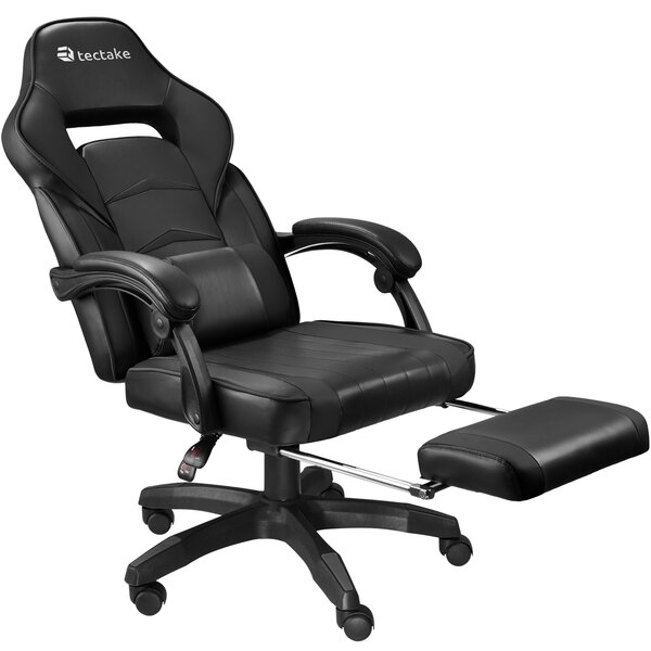 Tectake® Sedia da ufficio da corsa Comodo forma ergonomica, con poggiapiedi e schienale regolabile