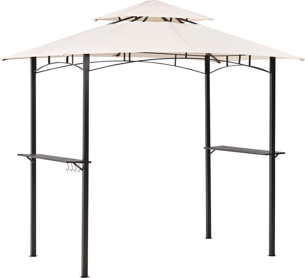 BELIANI Gazebo Tessuto beige Acciaio nero 240 x148 cm Struttura in metallo Tettoia con ganci e mensole Tenda gazebo da giardino