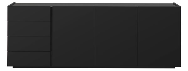 Buffet nero lucido 3 porte 4 cassetti L200 cm ISAURE