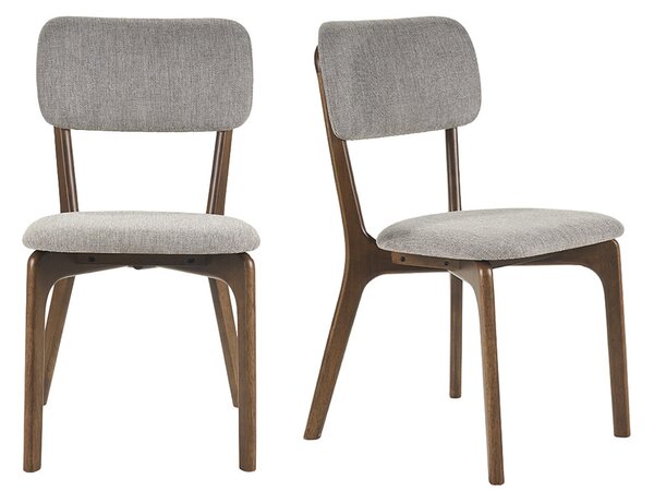 Sedie in tessuto effetto velluto grigio testurizzato e legno scuro (set di 2) JOCA