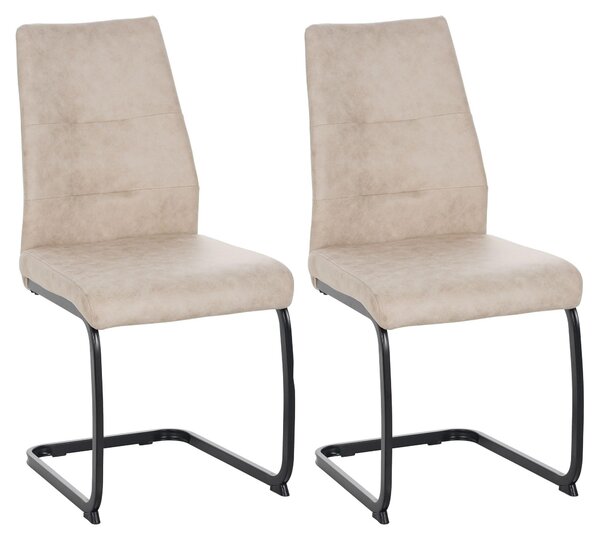 Sedie da pranzo moderne in pelle - sedie a sbalzo imbottite con robusta struttura in metallo - sedie girevoli di facile manutenzione con superficie traspirante,Colore:Taupe;Quantità:2 pezzi