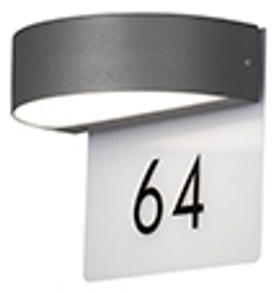 Konstsmide Monza LED numero civico antracite, 3000K, 800lm, 2x4,5W, 240V, alluminio/vetro acrilico, 7855-370