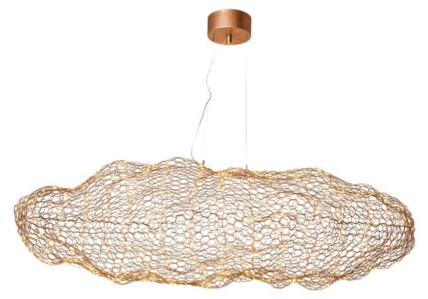Lampadario a LED Hayden in ottone dorato, 15 W, luce bianca calda, 1360 lm, metallo, dimensioni: 147 x 76 x 40 cm, IP20, By Rydens