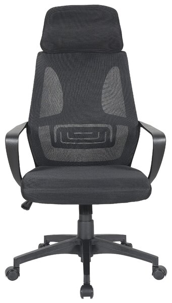 Sedia da ufficio con supporto lombare, rivestita in tessuto a rete. Sedia da scrivania con funzione basculante, sedia girevole ergonomica con schienale regolabile e traspirante. Colore: nero
