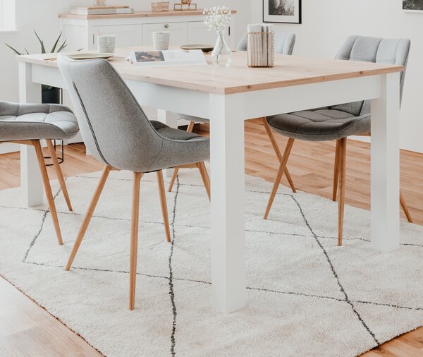 Tavolo da pranzo Vestland bianco e rovere Artisan allungabile 160 - 215 cm, fino a 8 persone