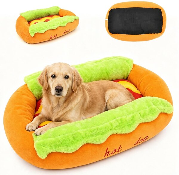 Cuccia per cani a forma di hot dog – Imbottitura rimovibile e lavabile