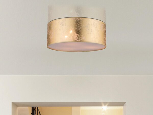 Plafoniera LED di design in tessuto paralume oro soggiorno camera da letto corridoio