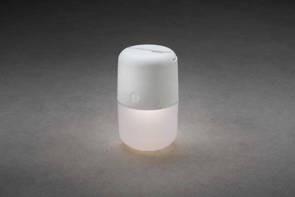 Konstsmide Assisi, luce LED solare da appendere o da appoggio, bianca, in plastica, in vetro acrilico opalino, dimmerabile in tre fasi