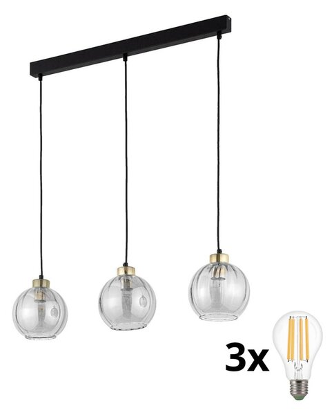 Lampadario LED su cavo DEVI 3xE27/15W/230V nero/trasparente