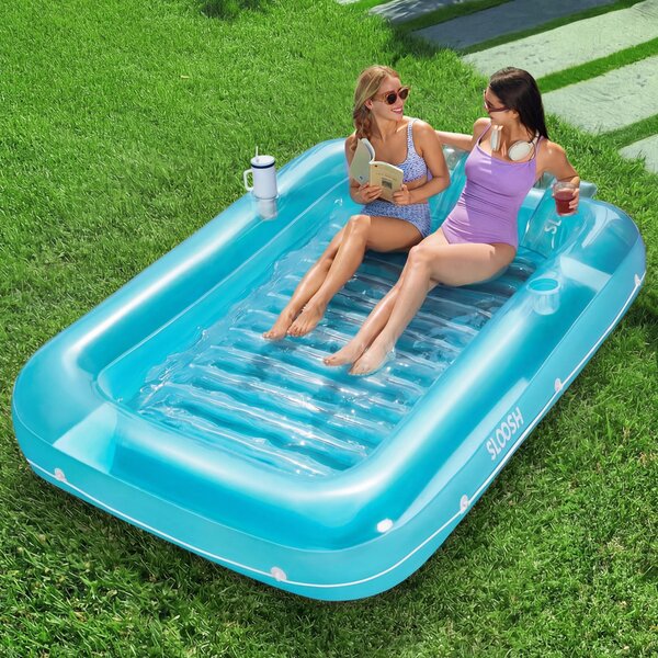 Divano gonfiabile XL, 4-in-1, con cuscini, blu, per piscina