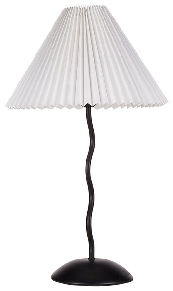 BELIANI Lampada da tavolo con base in metallo nero e paralume bianco ripiegato per comodino