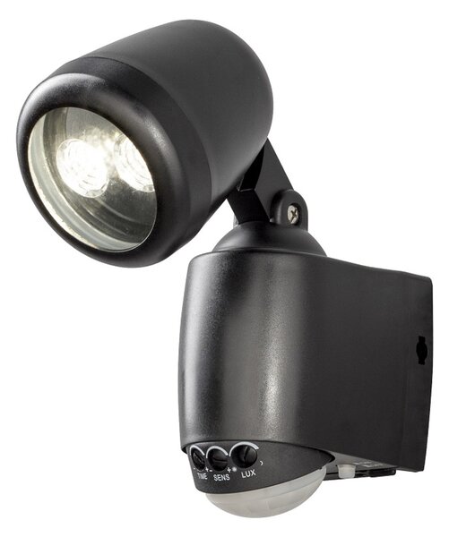 Lampada da parete a batteria Konstsmide Prato con sensore di movimento, plastica nera, LED