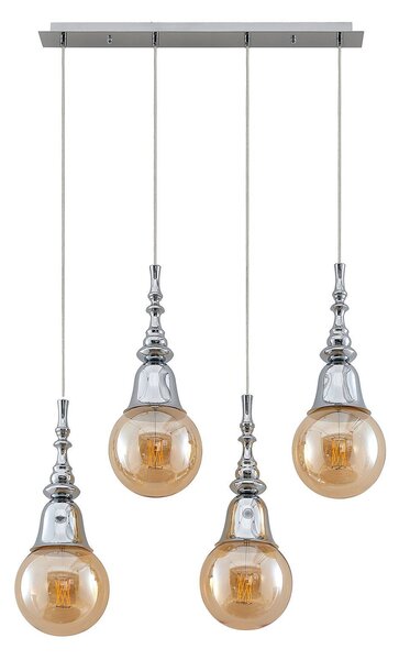 Lucande Gesja Pendellampe, 4-fl., lang, chrom