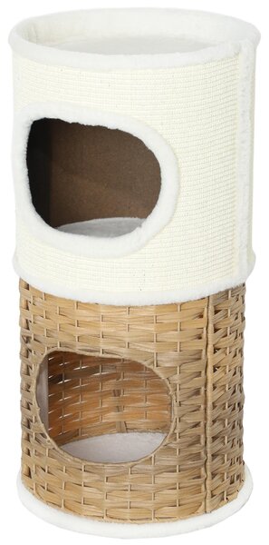 PawHut, tiragraffi per gatti, altezza 80 cm, diametro 40 cm, a tre piani, con bordo in peluche