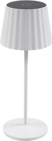 Lindby Lampada da tavolo ricaricabile a LED Esali, bianca, scanalature, 29 cm